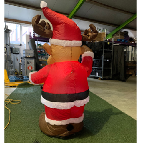 Opblaasfiguur - Rendier met kerstkostuum 135cm