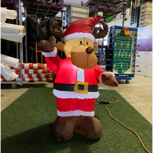 Opblaasfiguur - Rendier met kerstkostuum 135cm