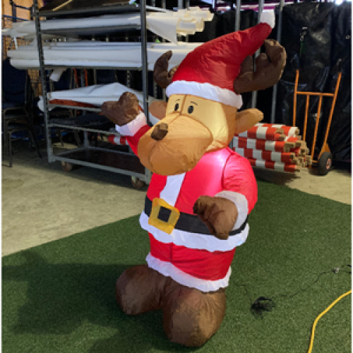 Opblaasfiguur - Rendier met kerstkostuum 135cm